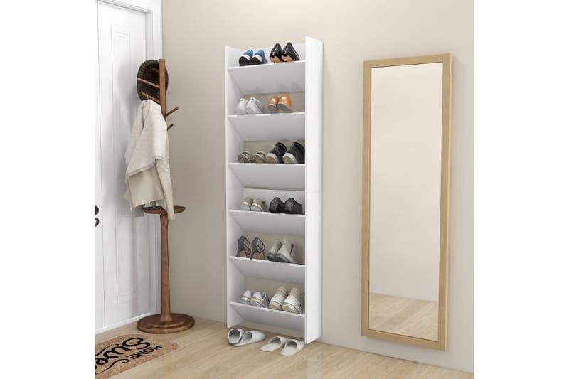 Seinäkenkäkaapit 2 kpl valkoinen 60x18x90 cm lastulevy - Säilytys - Kenkäsäilytys