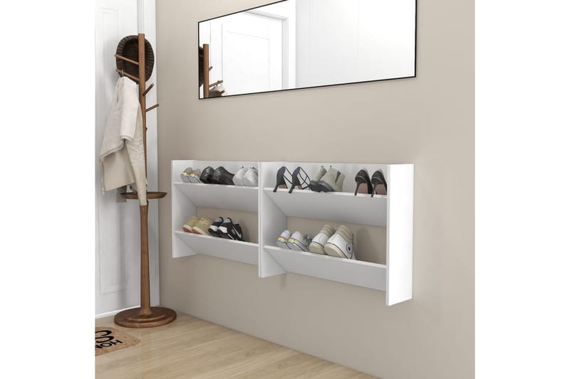 Seinäkenkäkaapit 2 kpl valkoinen 80x18x60 cm lastulevy - Säilytys - Kenkäsäilytys