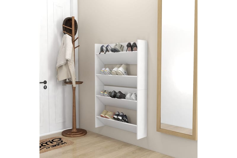 Seinäkenkäkaapit 2 kpl valkoinen 80x18x60 cm lastulevy - Säilytys - Kenkäsäilytys