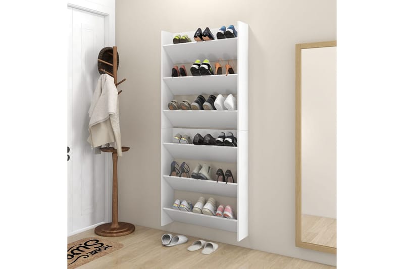 Seinäkenkäkaapit 2 kpl valkoinen 80x18x90 cm lastulevy - Säilytys - Kenkäsäilytys