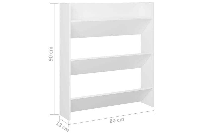 Seinäkenkäkaapit 2 kpl valkoinen 80x18x90 cm lastulevy - Säilytys - Kenkäsäilytys
