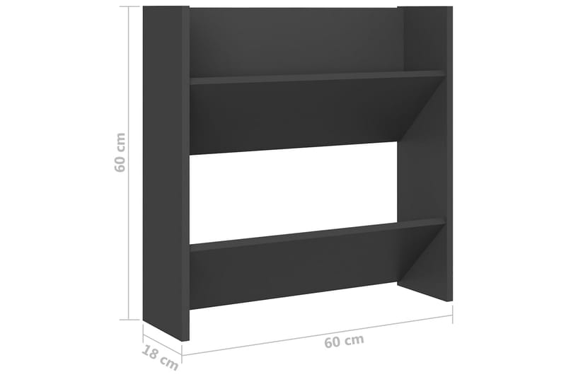 Seinäkenkäkaapit 4 kpl harmaa 60x18x60 cm lastulevy - Säilytys - Kenkäsäilytys