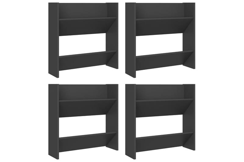 Seinäkenkäkaapit 4 kpl harmaa 60x18x60 cm lastulevy - Säilytys - Kenkäsäilytys