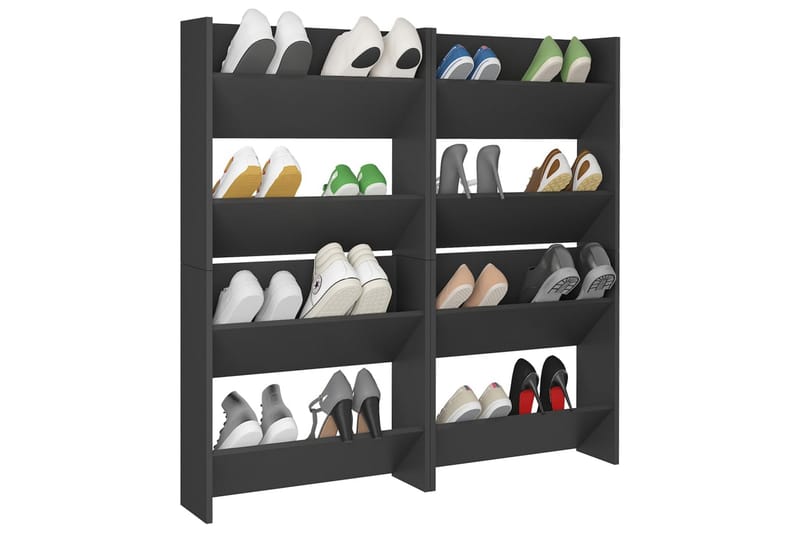 Seinäkenkäkaapit 4 kpl harmaa 60x18x60 cm lastulevy - Säilytys - Kenkäsäilytys