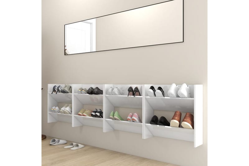 Seinäkenkäkaapit 4 kpl korkeakiilto 60x18x60 cm - Säilytys - Kenkäsäilytys
