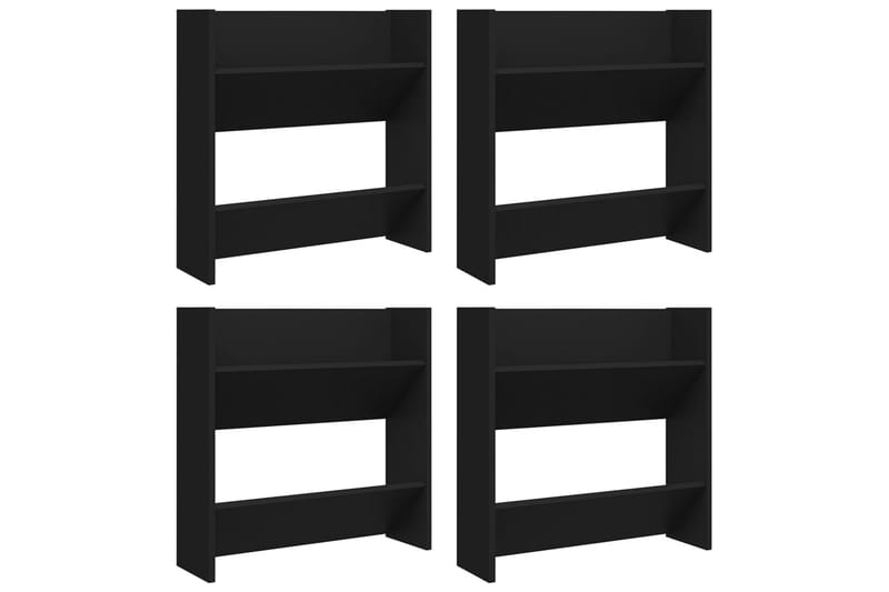 Seinäkenkäkaapit 4 kpl musta 60x18x60 cm lastulevy - Säilytys - Kenkäsäilytys