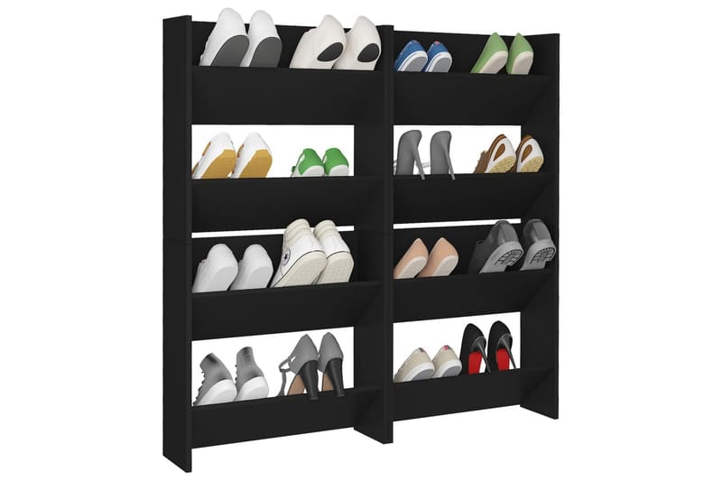 Seinäkenkäkaapit 4 kpl musta 60x18x60 cm lastulevy - Säilytys - Kenkäsäilytys