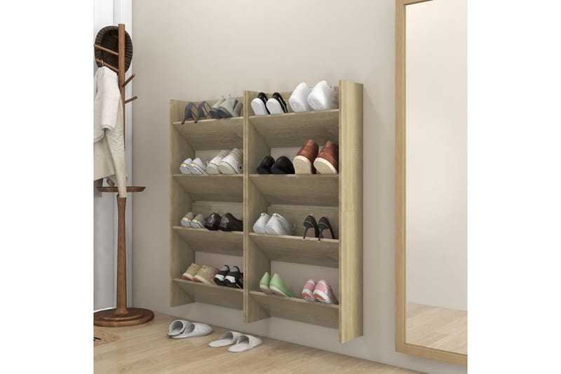 Seinäkenkäkaapit 4 kpl Sonoma-tammi 60x18x60 cm lastulevy - Säilytys - Kenkäsäilytys