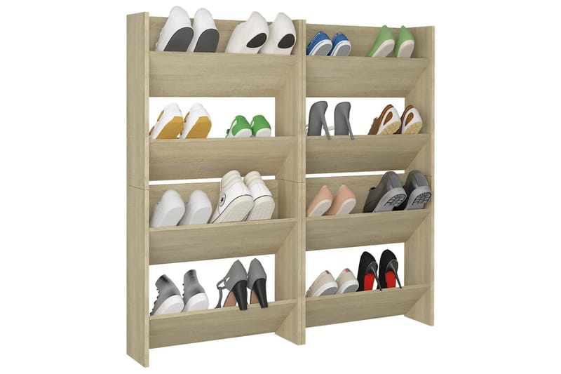 Seinäkenkäkaapit 4 kpl Sonoma-tammi 60x18x60 cm lastulevy - Säilytys - Kenkäsäilytys