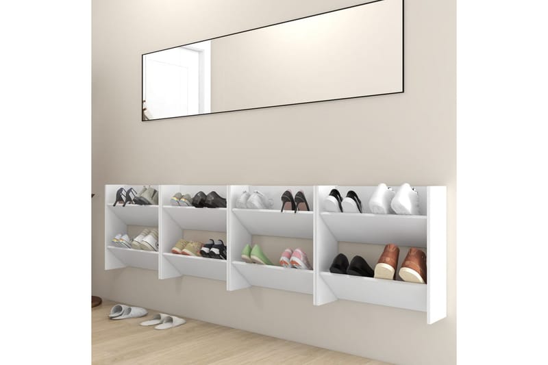 Seinäkenkäkaapit 4 kpl valkoinen 60x18x60 cm lastulevy - Säilytys - Kenkäsäilytys