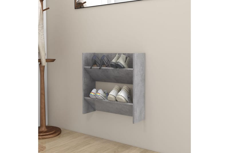 Seinäkenkäkaappi betoninharmaa 60x18x60 cm lastulevy - Säilytys - Kenkäsäilytys