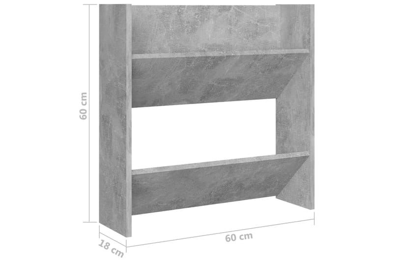 Seinäkenkäkaappi betoninharmaa 60x18x60 cm lastulevy - Säilytys - Kenkäsäilytys