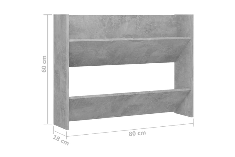 Seinäkenkäkaappi betoninharmaa 80x18x60 cm lastulevy - Säilytys - Kenkäsäilytys