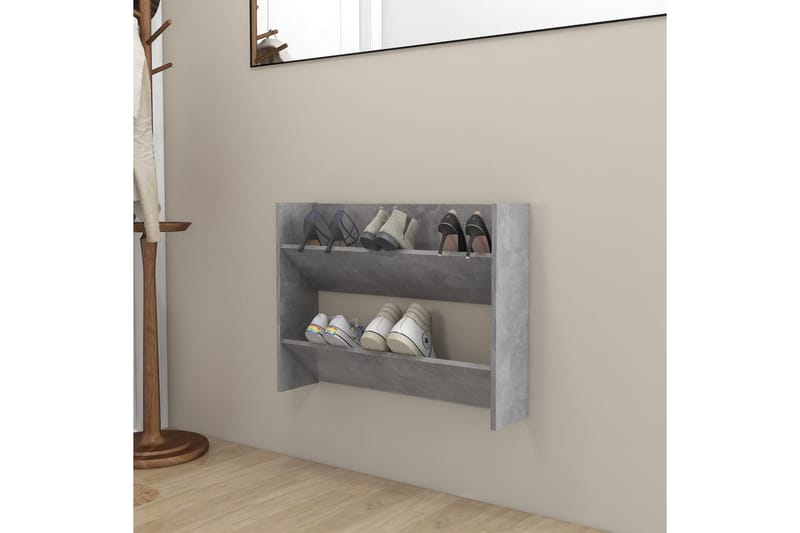 Seinäkenkäkaappi betoninharmaa 80x18x60 cm lastulevy - Säilytys - Kenkäsäilytys