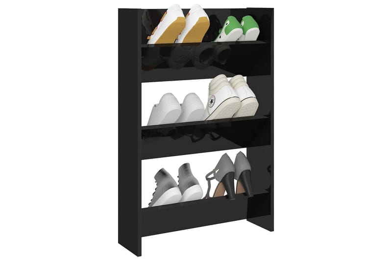 Seinäkenkäkaappi korkeakiilto musta 60x18x90 cm lastulevy - Säilytys - Kenkäsäilytys
