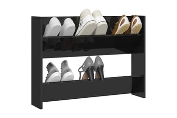 Seinäkenkäkaappi korkeakiilto musta 80x18x60 cm lastulevy - Säilytys - Kenkäsäilytys