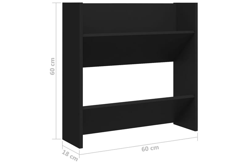 Seinäkenkäkaappi musta 60x18x60 cm lastulevy - Säilytys - Kenkäsäilytys