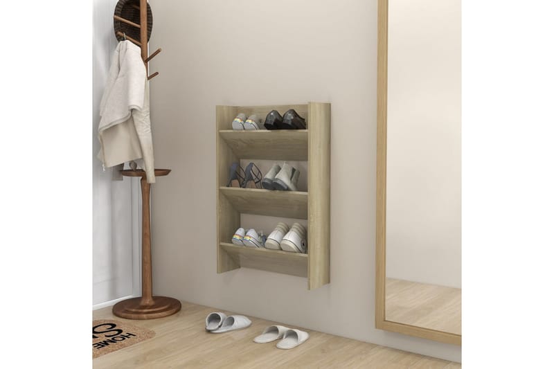Seinäkenkäkaappi Sonoma-tammi 60x18x90 cm lastulevy - Säilytys - Kenkäsäilytys