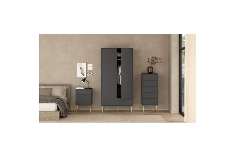 Shinta Vaatekaappi 99x200 cm - Harmaa - Säilytys - Kenkäsäilytys