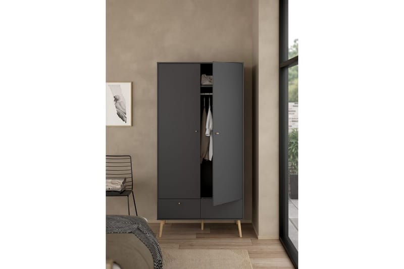 Shinta Vaatekaappi 99x200 cm - Harmaa - Säilytys - Kenkäsäilytys