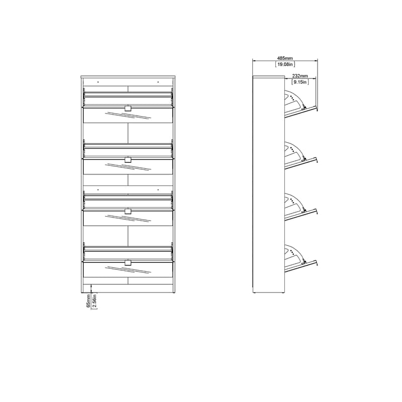 Tenor kenkäkaappi 4 lokeroa 70x24x162 cm - Säilytys - Kenkäsäilytys