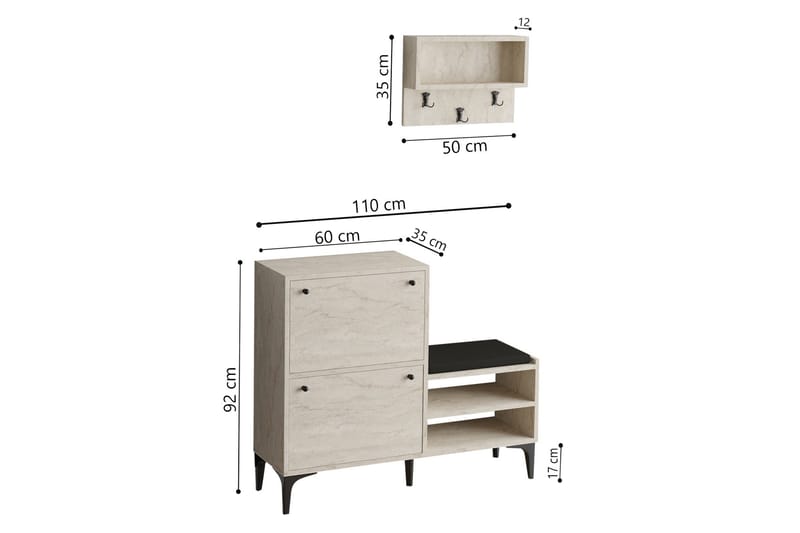 Tervate Kenkäkaappi 110 cm - Beige - Säilytys - Kenkäsäilytys
