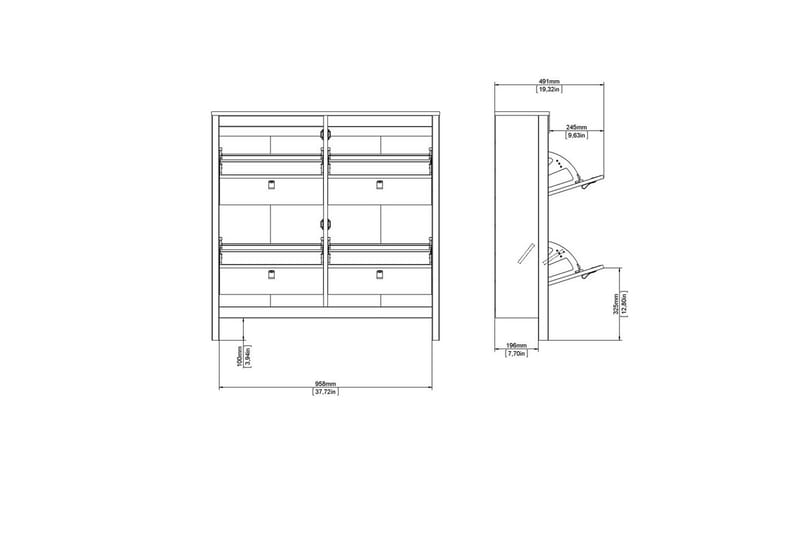 Vallvidera Kenkäkaappi 102,6 cm - Musta - Säilytys - Kenkäsäilytys