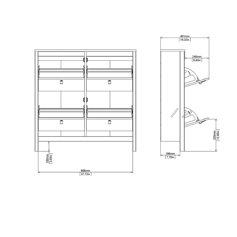Vallvidera kenkäkaappi 4 lokeroa 103x25x103 cm - Säilytys - Kenkäsäilytys