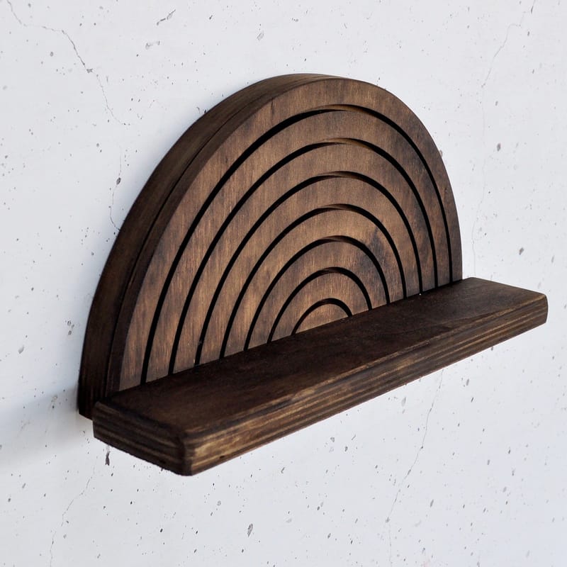 Koristeellinen puinen seinähylly Hanah Home Raflon (31 x 16 x 9 cm) Malli: puolikaari ylös - Säilytys - Seinäsäilytys