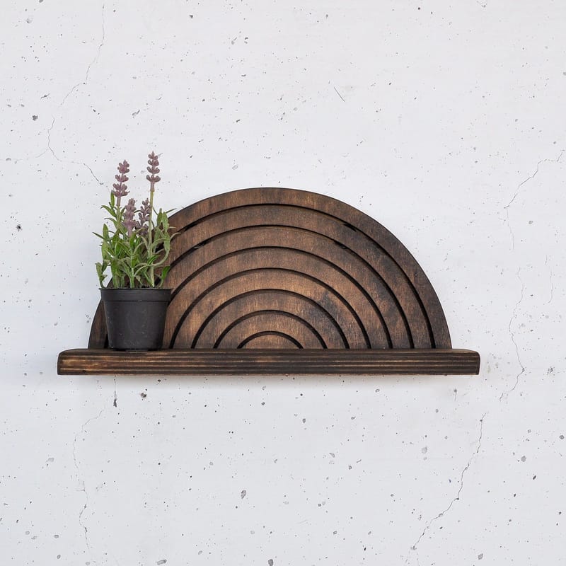 Koristeellinen puinen seinähylly Hanah Home Raflon (31 x 16 x 9 cm) Malli: puolikaari ylös - Säilytys - Seinäsäilytys