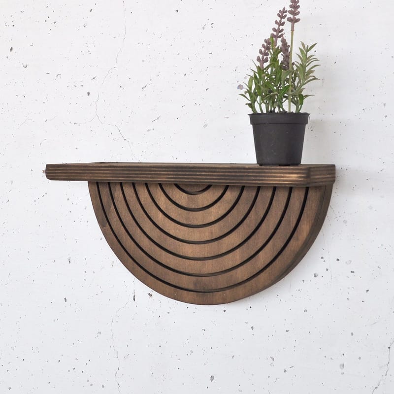 Koristeellinen puinen seinähylly Hanah Home Raflon (31 x 16 x 9 cm) Malli: puolikaari alas - Säilytys - Seinäsäilytys