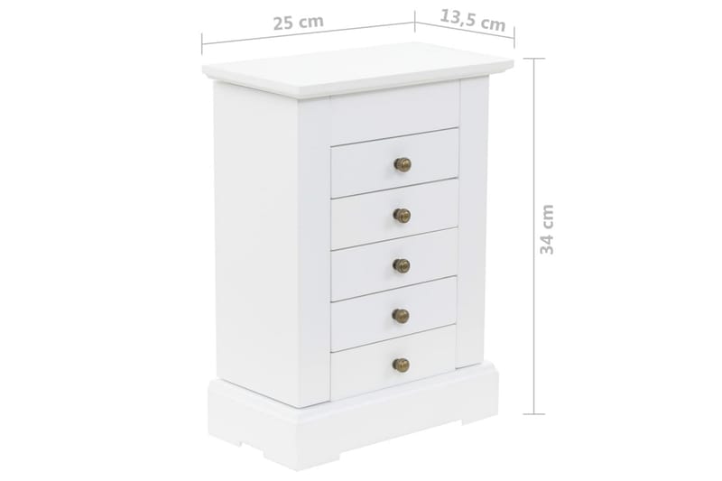 Korurasia peilillä MDF 25x13,5x34 cm - Valkoinen - Säilytys - Piensäilytys - Korujen säilytys - Koruteline & korurasia