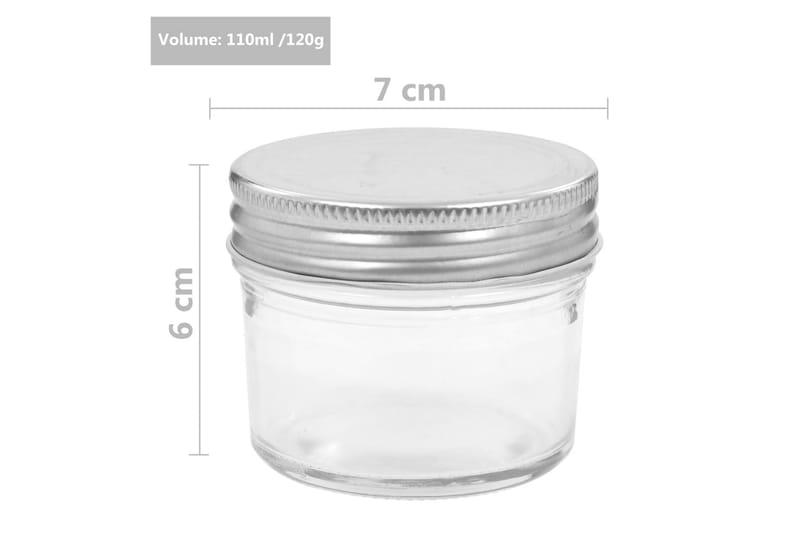 Lasiset hillopurkit hopean värisillä kansilla 24 kpl 110 ml - Hopea - Säilytys - Piensäilytys