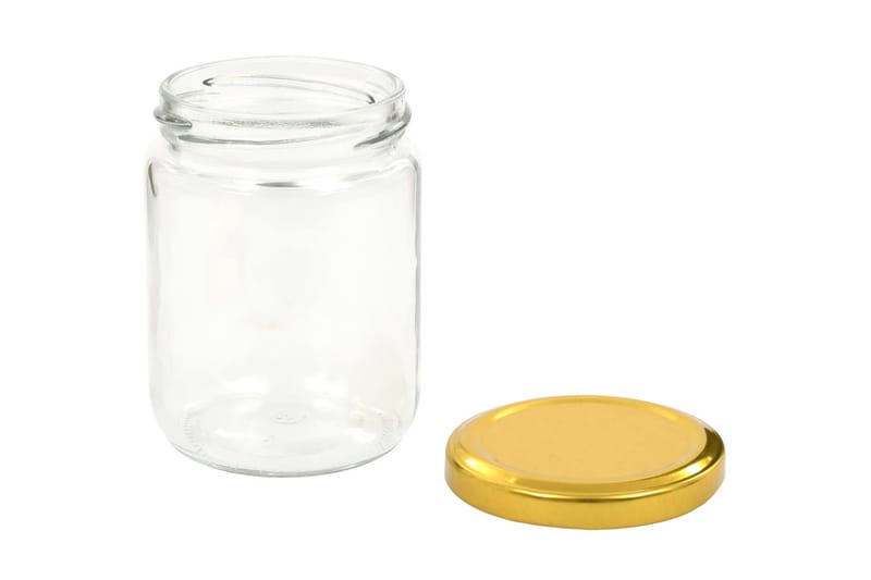 Lasiset hillopurkit kullan värisillä kansilla 48 kpl 230 ml - Kulta - Säilytys - Piensäilytys