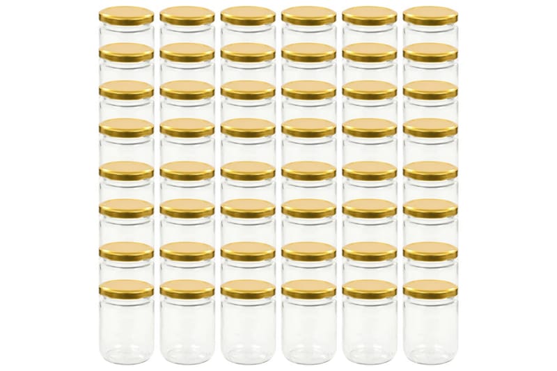 Lasiset hillopurkit kullan värisillä kansilla 48 kpl 230 ml - Kulta - Säilytys - Piensäilytys