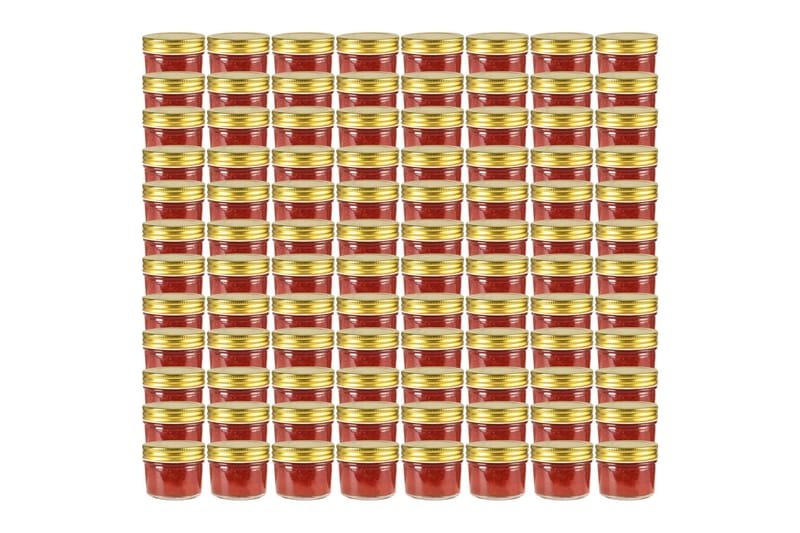 Lasiset hillopurkit kullan värisillä kansilla 96 kpl 110 ml - Kulta - Säilytys - Piensäilytys