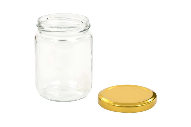 Lasiset hillopurkit kullan värisillä kansilla 96 kpl 230 ml - Kulta - Säilytys - Piensäilytys