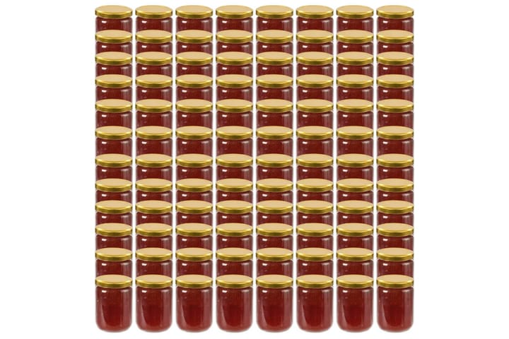 Lasiset hillopurkit kullan värisillä kansilla 96 kpl 230 ml - Kulta - Piensäilytys - Purkit