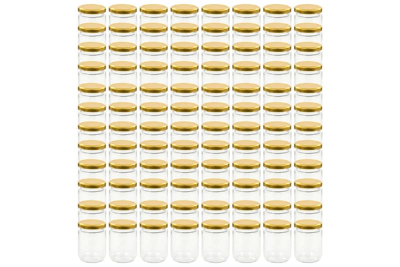 Lasiset hillopurkit kullan värisillä kansilla 96 kpl 230 ml - Kulta - Säilytys - Piensäilytys