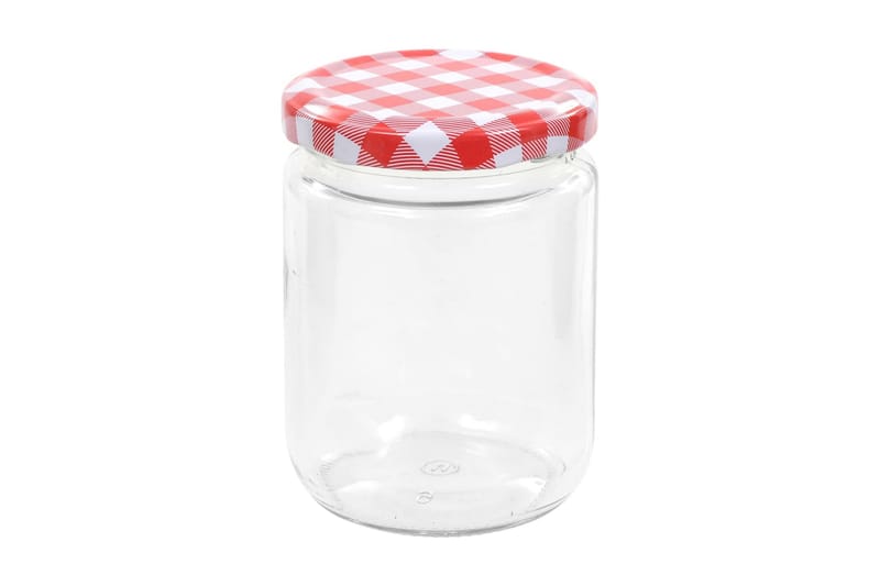 Lasiset hillopurkit valkopunaisilla kansilla 96 kpl 230 ml - Punainen - Säilytys - Piensäilytys