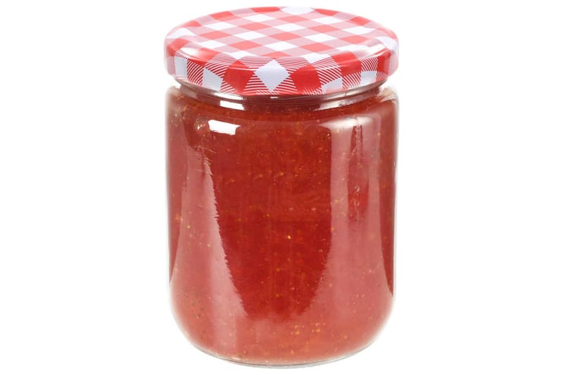 Lasiset hillopurkit valkopunaisilla kansilla 96 kpl 230 ml - Punainen - Säilytys - Piensäilytys