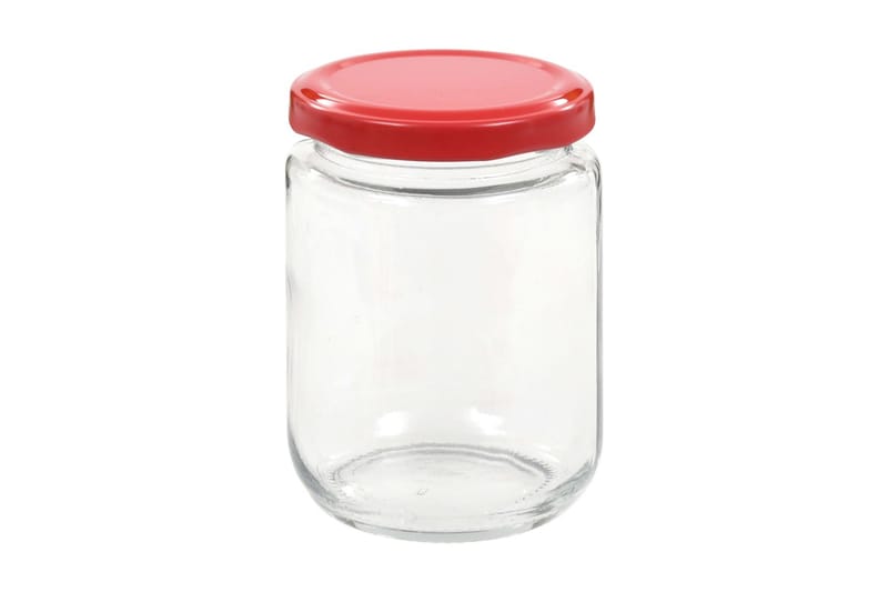 Lasiset hillopurkit punaisilla kansilla 48 kpl 230 ml - Punainen - Säilytys - Piensäilytys