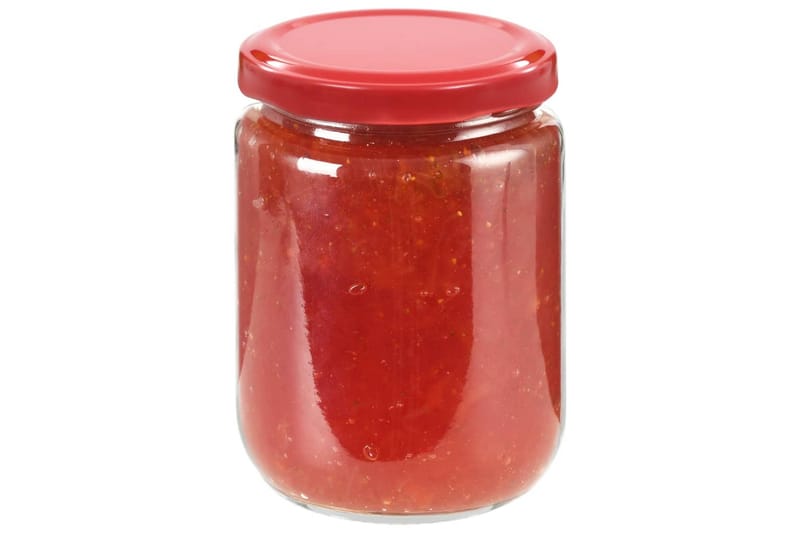 Lasiset hillopurkit punaisilla kansilla 48 kpl 230 ml - Punainen - Säilytys - Piensäilytys