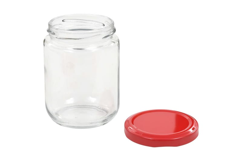Lasiset hillopurkit punaisilla kansilla 48 kpl 230 ml - Punainen - Säilytys - Piensäilytys
