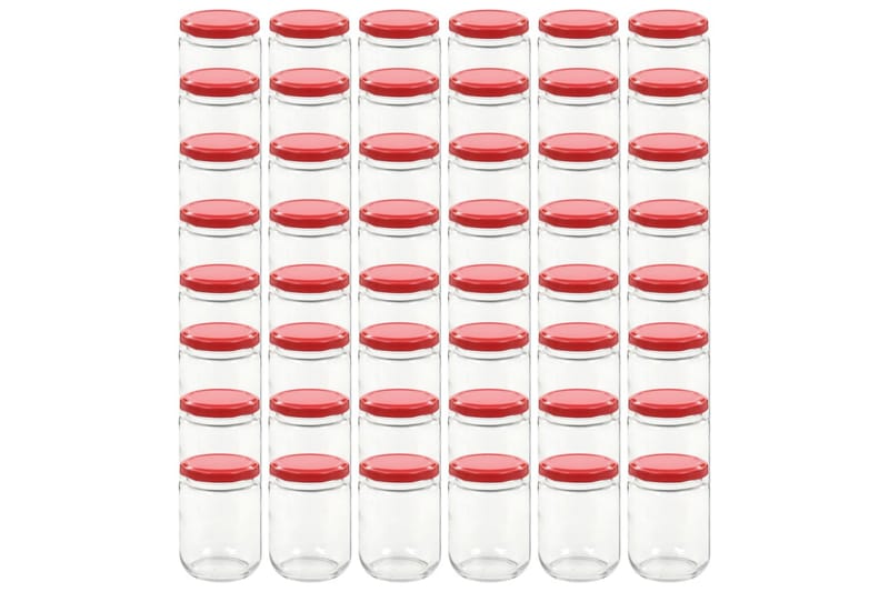 Lasiset hillopurkit punaisilla kansilla 48 kpl 230 ml - Punainen - Säilytys - Piensäilytys