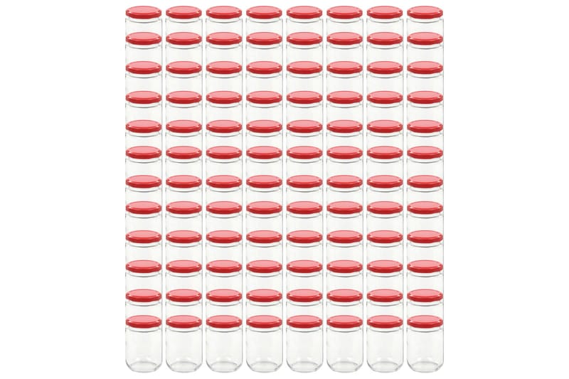 Lasiset hillopurkit punaisilla kansilla 96 kpl 230 ml - Punainen - Säilytys - Piensäilytys