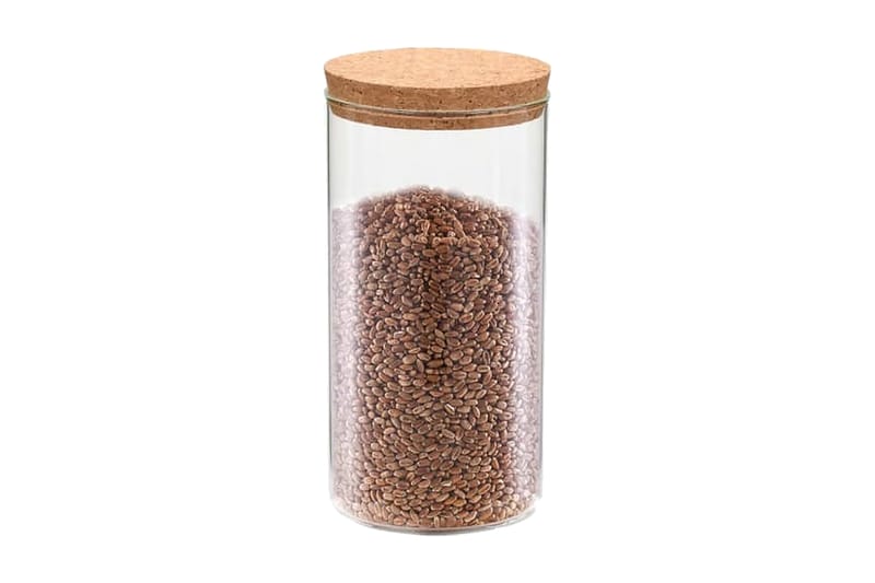 Lasiset säilytyspurkit korkkikannella 6 kpl 1100 ml - Läpinäkyvä - Säilytys - Piensäilytys