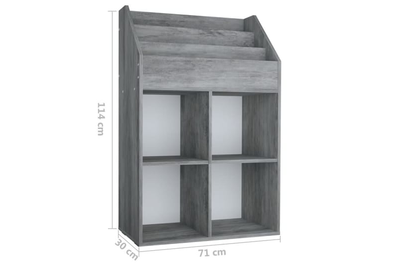 Lasten lehtiteline betoninharmaa 71x30x114 cm lastulevy - Harmaa - Säilytys - Piensäilytys - Säilytysteline - Lehtiteline