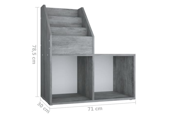 Lasten lehtiteline betoninharmaa 71x30x78,5 cm lastulevy - Harmaa - Lehtiteline - Piensäilytys