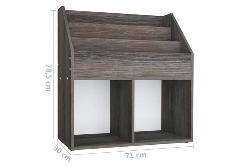 Lasten lehtiteline harmaa/Sonoma-tammi 71x30x78,5 cm lastule - Harmaa - Säilytys - Piensäilytys - Säilytysteline - Lehtiteline
